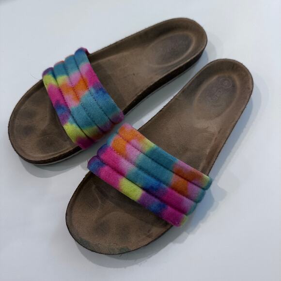 Cat & Jack Tie Dye Rainbow Slide On Sandals - Picture 2 of 6